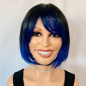 “Put On & Go” 🖤💙 Synthetic Wig with Bangs for Events- NO FURTHER DISCOUNT! 😊